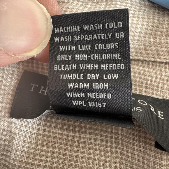 Vtg Y2K Mens Store Bloomingdales Shirt M Tan Linen Timeless Coastal Quiet Luxury - Picture 6 of 9
